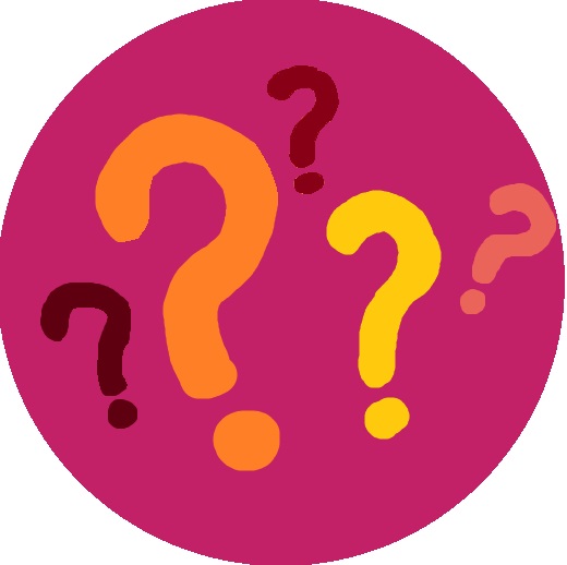 question marks of different colors and sizes